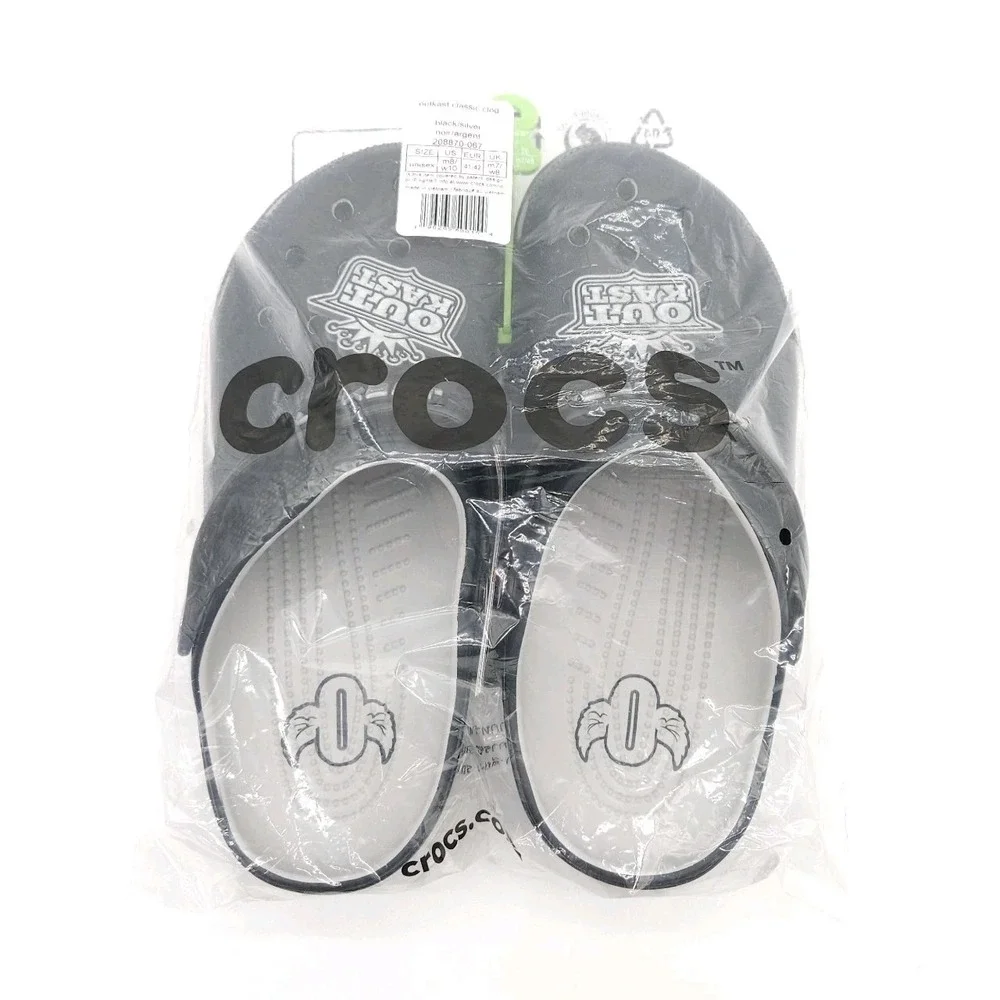 Crocs Mens 8 Womens 10 Black Outkast Classic Clog Hip Hop Rap Music Slip On Shoe